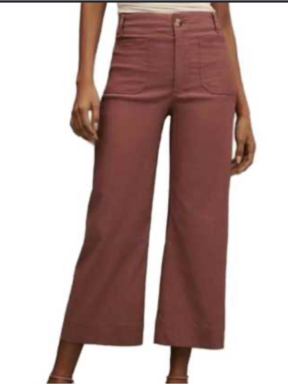 Maeve Wide-Leg High-Rise Pants in Rosewood